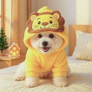 Dog and cat clothes for winter warmth party, animal flannel transformation outfit