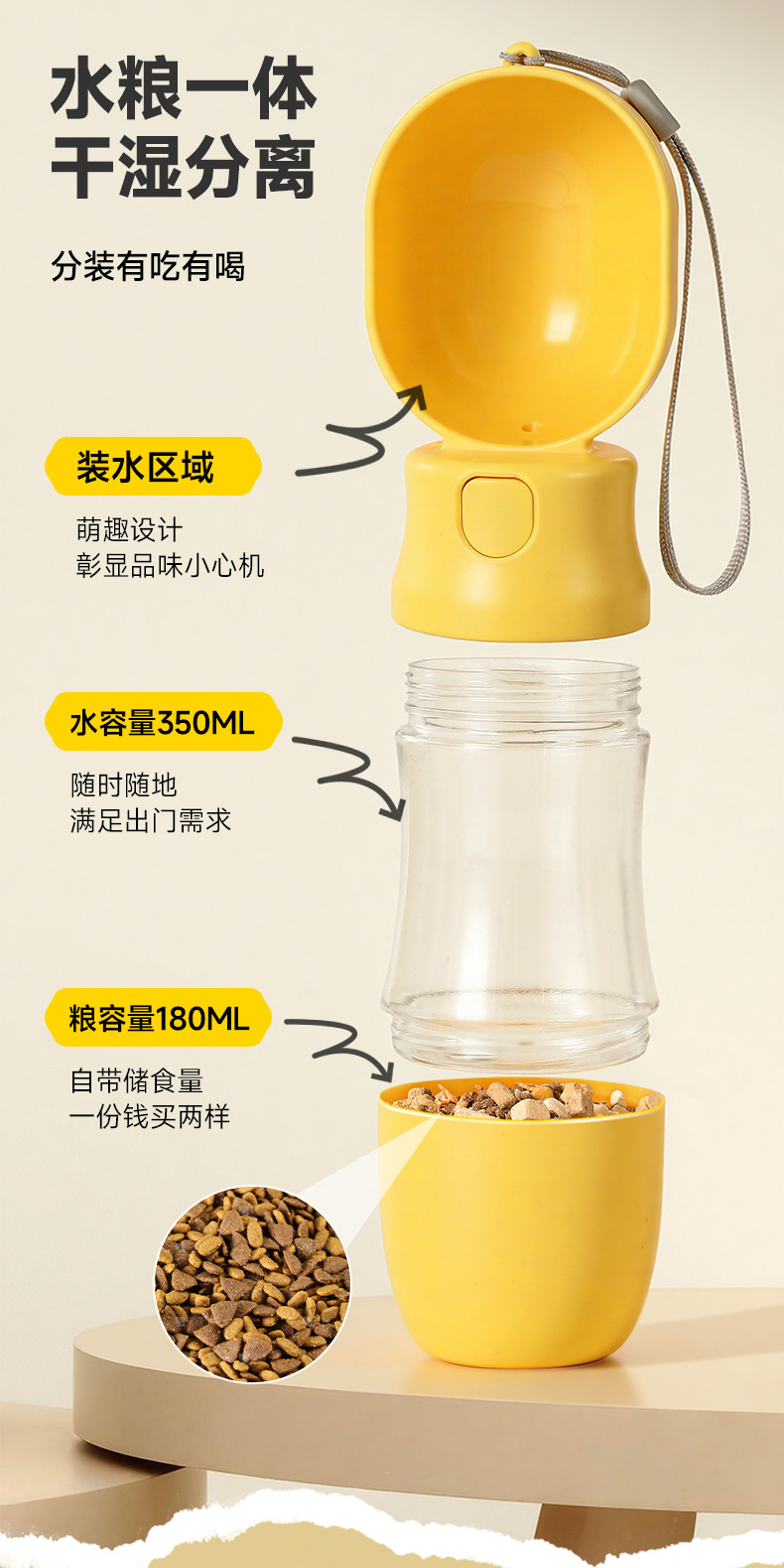 Pet water cup, portable water dispenser for dogs going out, dog kettle, pet companion cup, dog walking water supply