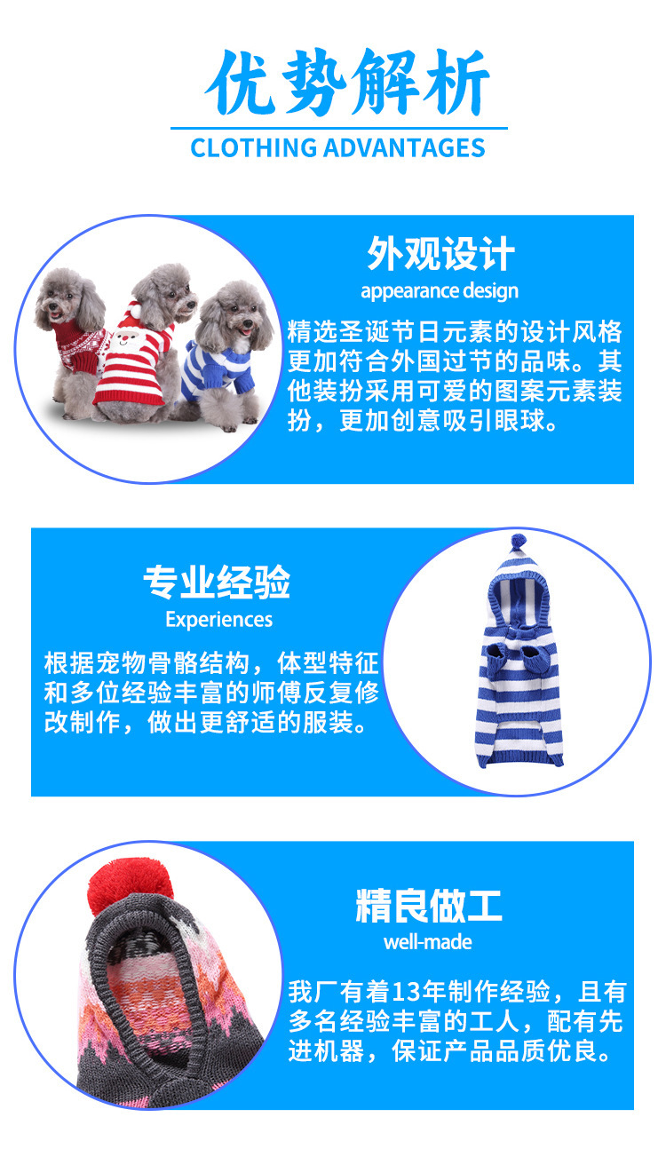 狗狗条纹高领雪人麋鹿格子圣诞宠物装扮毛衣